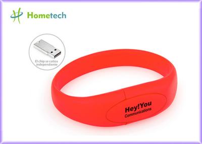 China Palillo rojo de memoria Flash de la pulsera de memoria USB de la pulsera del silicón en venta