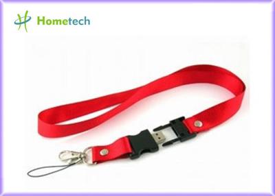 China 32GB Red Lanyard USB Flash Drives 2.0 Memory for Necklace , Engraved for sale