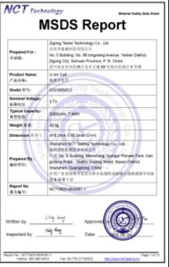 MSDS Report - Yongsheng Technology Co.，Ltd.