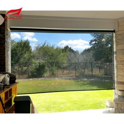 China Knitted Fabric Outdoor Roller Blinds Window Electric Patio Windproof for sale