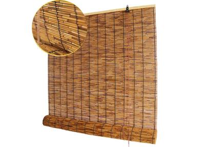 China Thermal Insulation Manual Natural Reed Blinds Custom Window Bamboo Mat Blinds for sale