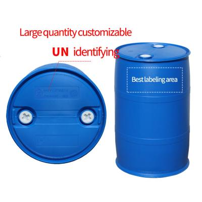 China Open Top 200L Black Plastic Barrel Drum With Lid For Chemical Waste Disposal for sale