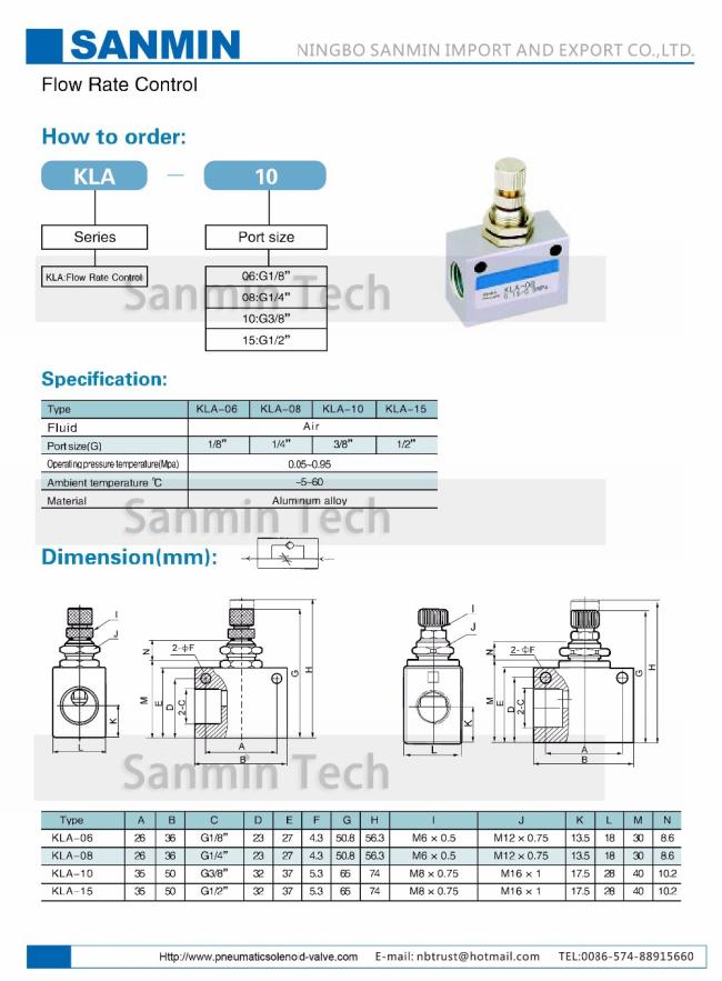 Aluminum Alloy Pneumatic Mechanical Valve KLA Series