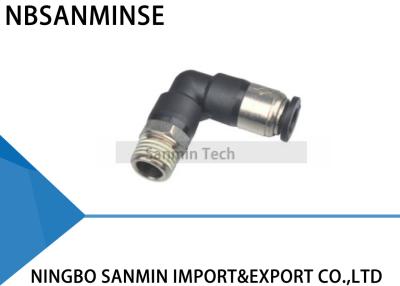 China Grau L tipo conector rápido pneumático Sanmin da linha masculina do SPL da válvula de parada do ar do cotovelo dos encaixes à venda