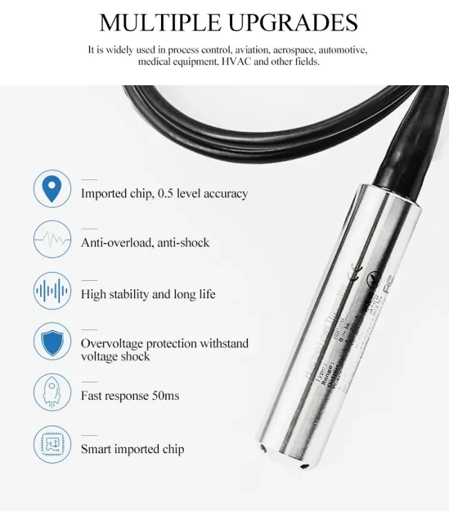 30m Hydrostatic Level Transmitter 4-20mA Electrode Water Level Sensor Probe