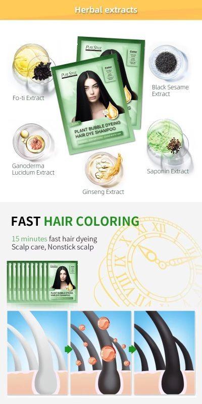 Purestyle Home Fast Black Color Plant Hair Coloring Shampoo 3 in 1 for Natural Healthy Hair OEM Available 9