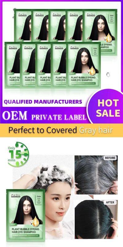 Purestyle Home Fast Black Color Plant Hair Coloring Shampoo 3 in 1 for Natural Healthy Hair OEM Available 8
