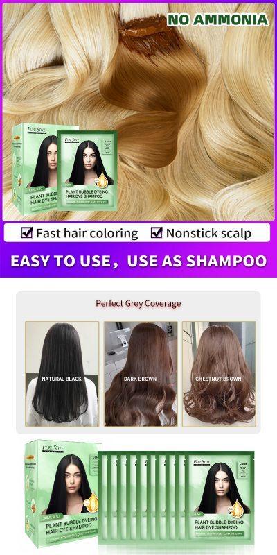 Purestyle Home Fast Black Color Plant Hair Coloring Shampoo 3 in 1 for Natural Healthy Hair OEM Available 10