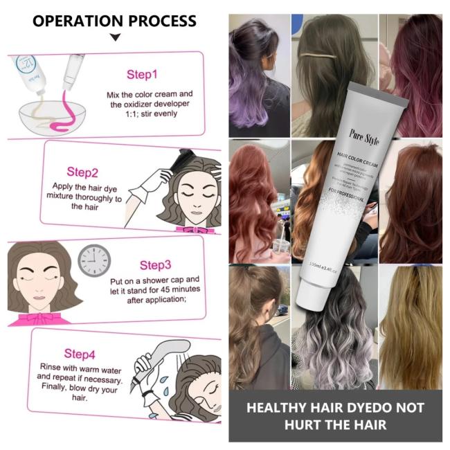 PureStyle Low Ammonia Permanent Color Hair Dye Cream for Professional Salon Use Hair Color Manufacturer 7