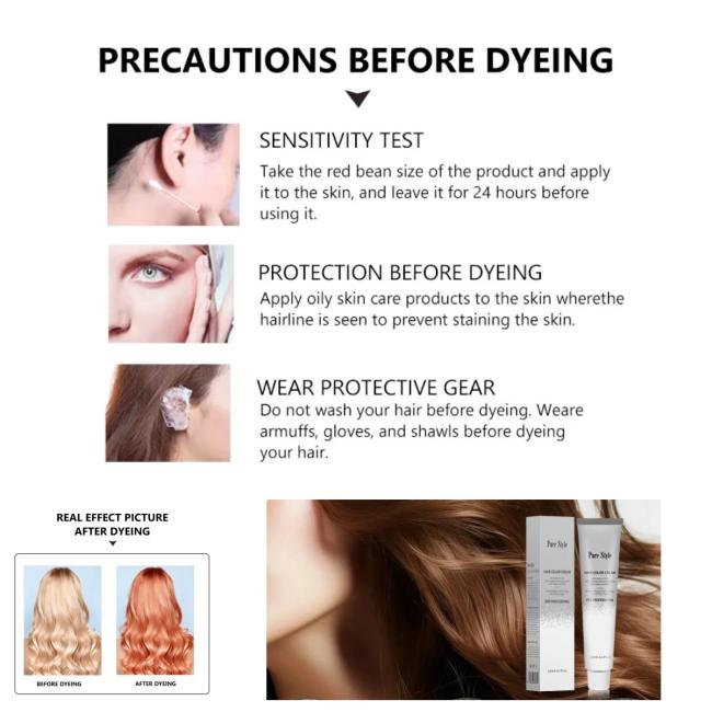 PureStyle Low Ammonia Permanent Color Hair Dye Cream for Professional Salon Use Hair Color Manufacturer 6