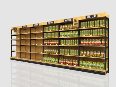 China Chain Store Metal Supermarket Display Fixtures / Gondola Grocery Store Shelving For Food for sale