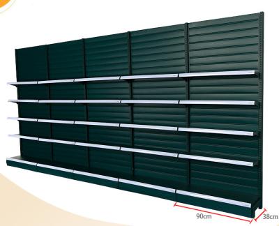 China Strip Type Back Panel Supermarket Display Shelving With Hook / Basket Accessories for sale