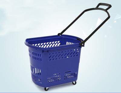 China Durable Rolling Plastic Shopping Basket With Wheels OEM / ODM Available for sale