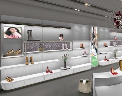 China Cremalheira fixada na parede da sapata da unidade de exposição da sapata das senhoras para a sala de exposições batida abaixo do projeto à venda
