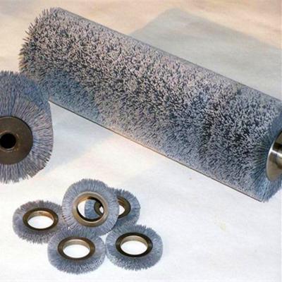 China Rolo cilíndrico da escova da máquina de enrolamento de limpeza do filamento abrasivo de nylon com eixo à venda