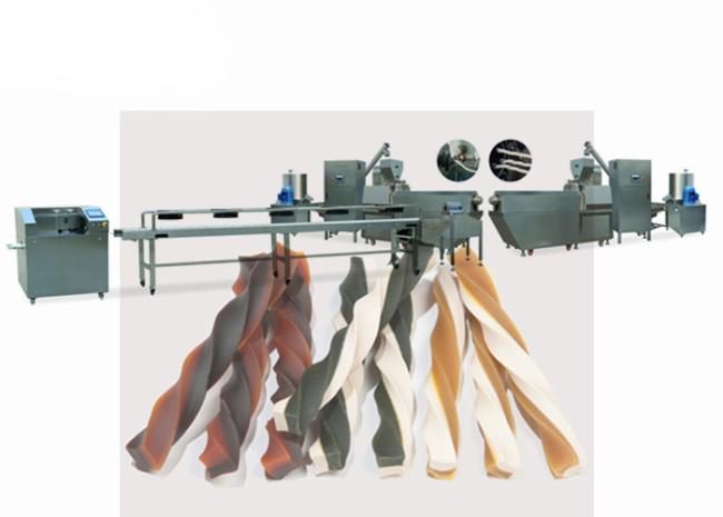 Dog Chewing Double Color Twisted Pet Treat Extruder Machine