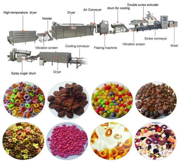 Double Screw Extruder Corn Flakes Making Machine