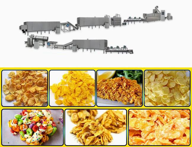Corn flakes making machine / Corn Chips snack food extruder Production Line