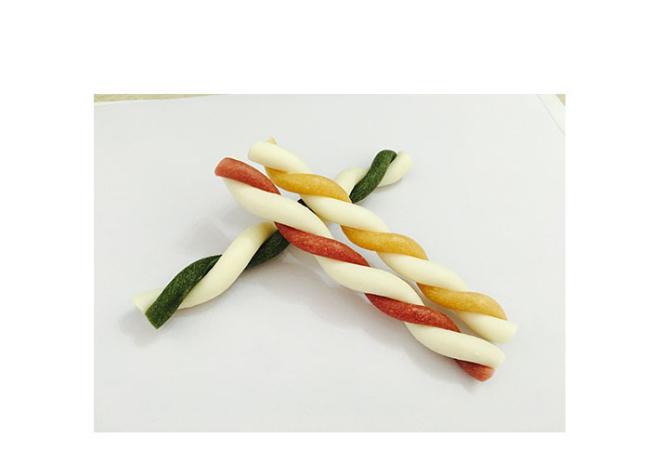 Bacon Double Color Twisted Sticks Dog Dental Treats Single Screw Extruder