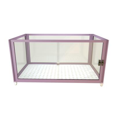 China Portable Metal Pet Cage With Mesh Panels And Latch Lock Removable Tray Easy Assembly for sale