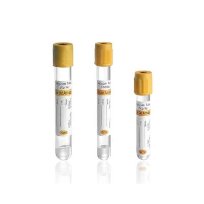 China CE Certified Vacuum Venous Vacuum Blood Collection Gel And Clot Activator Yellow Cap Tube for sale
