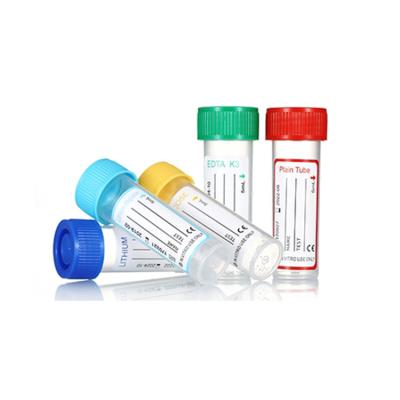 China Medical Plastic Blood Collection Tube Non Vacuum K3 Edta Tube With Screw Cap 2.5ml 5ml for sale