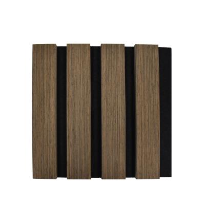 Walnut Surface Finish Wooden Slats Wall Customized With Contemporary Design