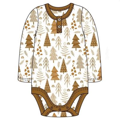 China Christmas infant baby romper bodysuit tree printing baby clothes christmas set for sale
