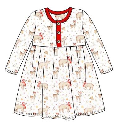 China Christmas baby cotton printing dress outfits infant ruffle tops kids clothes sets girls clothing set for sale