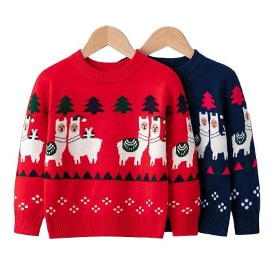 China customized 100% cotton cartoon jacquard kids christmas sweater knit jumpers unisex christmas sweaters for kids for sale