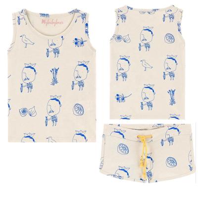 China Factory  Custom Printed 100% Cotton Baby Girls Boys Clothing sets Baby Clothing Sets for Summer for sale