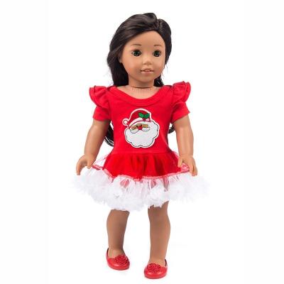 China Wholesale Girls and Doll dress clothing Santa Claus embroidery for 45cm 50cm 60cm Dolls Girl Doll Dress for sale