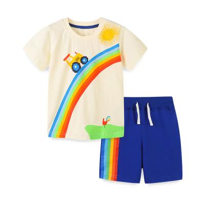 China In stock Baby Kids clothing short set 100% cotton fashion top and short kids boy clothes set for summer for sale