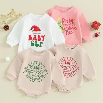 China 1 Pcs Custom Tag Christmas Cotton Romper Spring Autumn Newborn Infant Toddler Boys Girls Clothing Long Sleeve baby Cloth for sale
