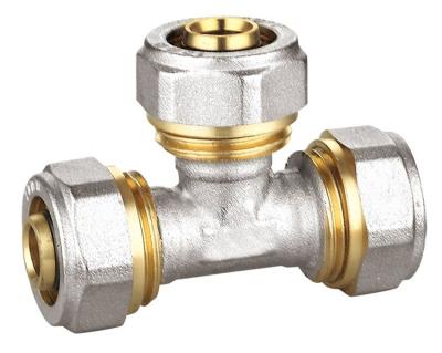 China PF5006 Equal Tee Pipe Fittings , Brass Pex Al Pex Fittings ISO228/1 Threaded for sale