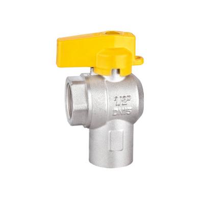 China Forged Brass Angle Ball Valve Threaded Washing Machine Angle Valve Nickel Plated for sale