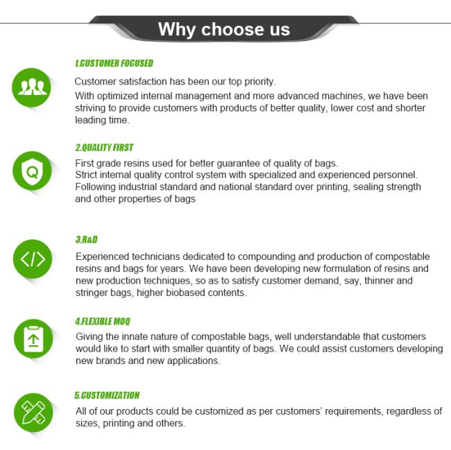 Various 100% biodegradable compostable plastic garbage bin bags