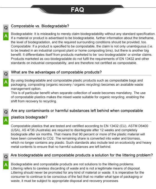 Various 100% biodegradable compostable plastic garbage bin bags