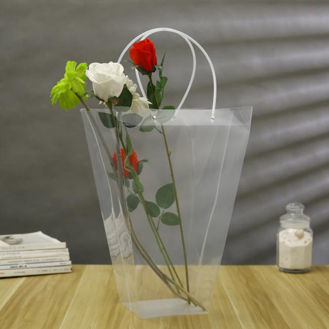 Flower shop transparent PP bag baking square wide bottom large size cake tote bag potted fruit gift packaging