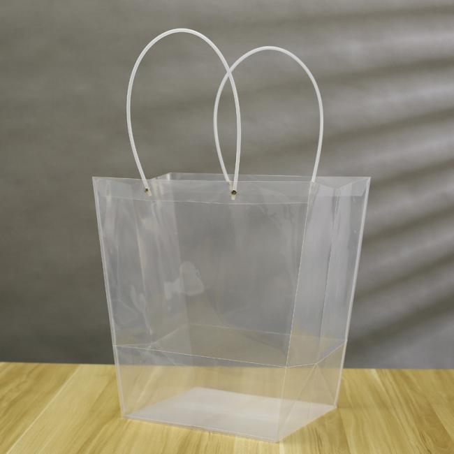 Flower shop transparent PP bag baking square wide bottom large size cake tote bag potted fruit gift packaging