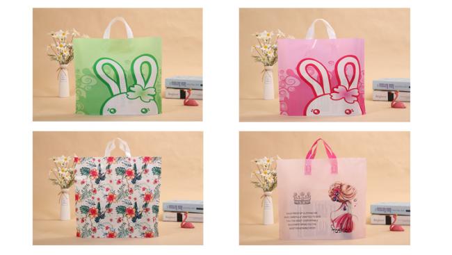 Customized print soft loop handle plastic shopping bag with handles