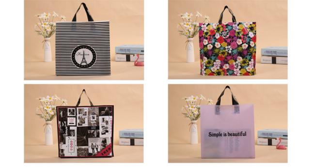 Customized print soft loop handle plastic shopping bag with handles