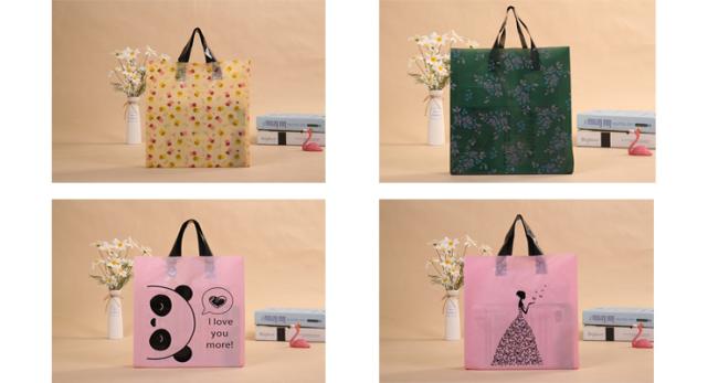Customized print soft loop handle plastic shopping bag with handles