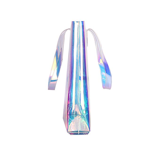 2020 women handbags plastic shoulder bag holographic laser pvc bag fashion transparent tote shopping bags for ladies