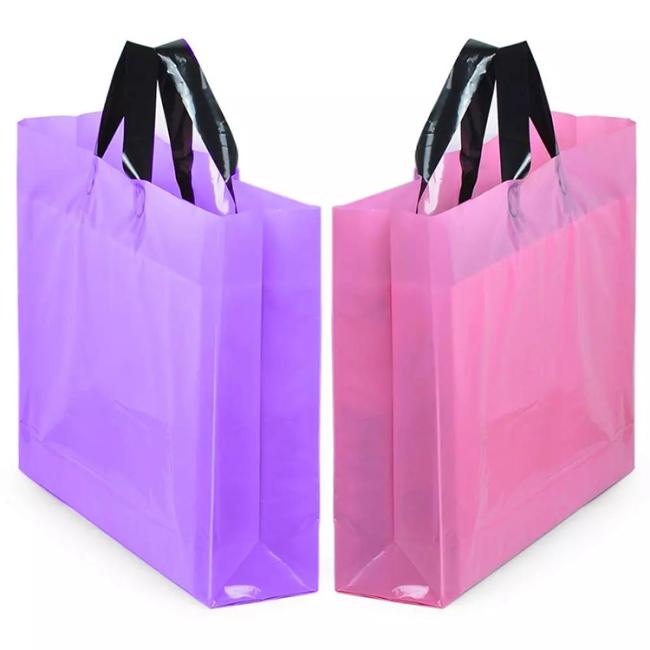 Large Merchandise Pink and Purple Thick Plastic PVC Gift Bags Retail Clothing Shopping Bags
