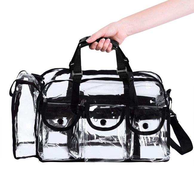 HOMEIN Clear Transparent Makeup Organizer PVC Toiletry Bag with 7 External Pockets