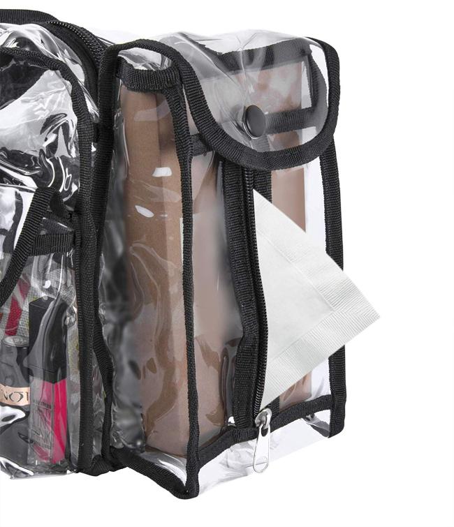 HOMEIN Clear Transparent Makeup Organizer PVC Toiletry Bag with 7 External Pockets