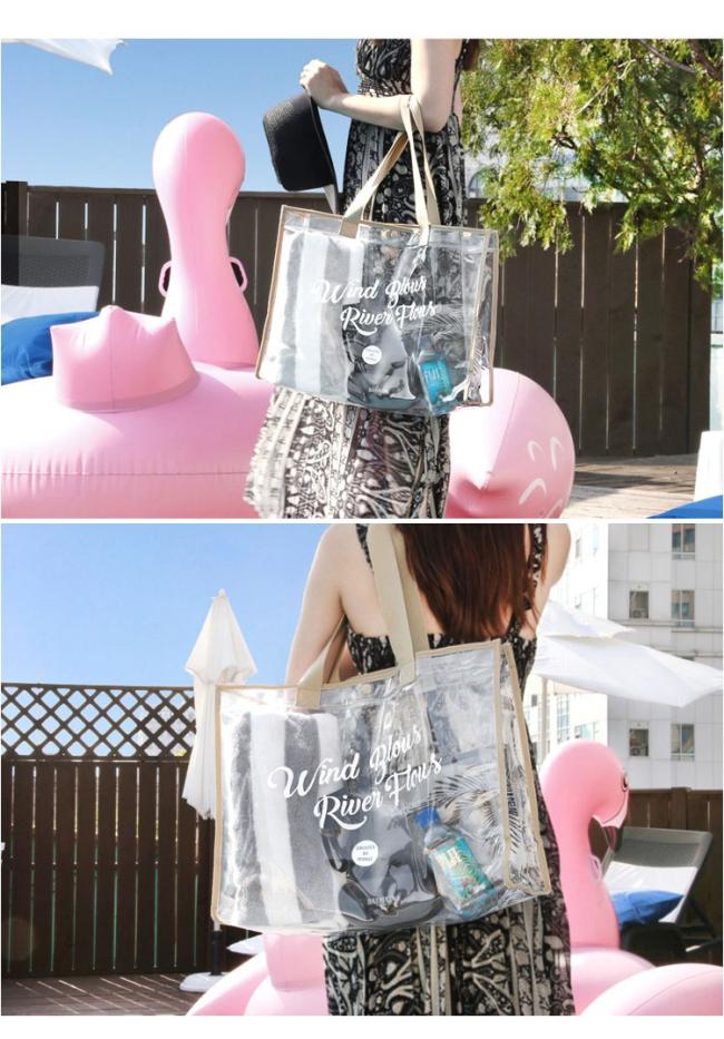 Wholesale clear PVC Waterproof Shopping Bag Transparent Hand Bag