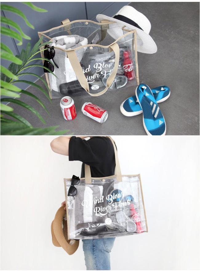 Wholesale clear PVC Waterproof Shopping Bag Transparent Hand Bag
