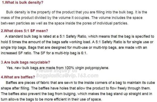 Foldable Plastic FIBC Jumbo Bags 1 Ton Big Bulk Ton Recycling Pp Woven